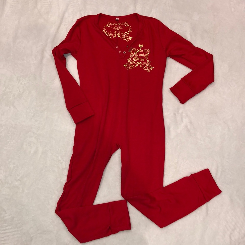 Girls Red ❤️ Onesie Pajamas